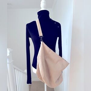 NWOT Oversized Microfiber Beige Neutral Crossbody Bag